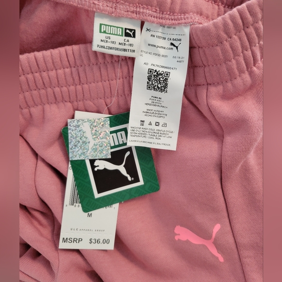 Pink Puma Jogger Sweat Pants Glitter Logo Kid's Size 8/10 M NWT - Picture 3 of 3